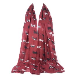 GFM® Print Scarf : Cows - Berry Red - (CW-32-BLL)