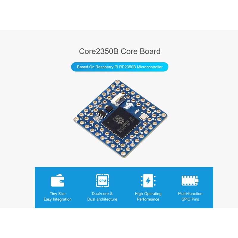 Core2350B Core Board Based on Raspberry Pi RP2350B Microcontroller, Dual-core