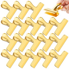 ANZNKU 24 Packs Gold Bag Clips for Food Packages, Chip Clips Bag Clips Food Clips, Stainless Steel Chip Clip for Food Packages, Bag Clips for Food Storage