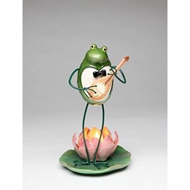 ATD 61511 9 Inch Green Frog Playing Guitar Tealight Holder