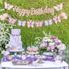 Butterfly Happy Birthday Banner,Pink Butterfly Birthday Banner for Women,Happy Birthday