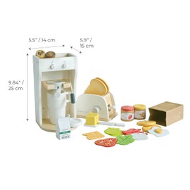 Teamson Kids Little Chef Santa Barbara Wooden Healthy Dessert Set - 27 Pieces Pretend Toy Food Accessories Plus Oven & Blender, Educational Role-Play for Kids Ages 3+, White