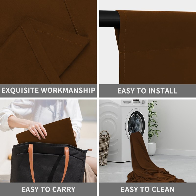 Easy-Going 5Wx7L ft Brown Background Muslin Backdrop, Photo Studio, Collapsible