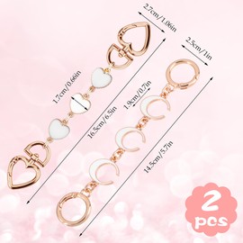 LLOUSSAK Pack of 2 Purse Extension Chain, White Heart Moon Bag Chain, Women's Metal Purse Chain, Bag Chain, Shoulder Bag, Replacement Accessories for Women, Handbag, Shoulder Bag