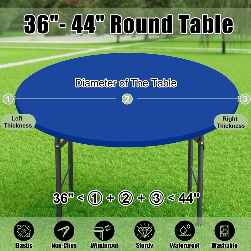 misaya 2 Packs Round Spandex Tablecloths, Stretch Elastic Tablecloth Cover