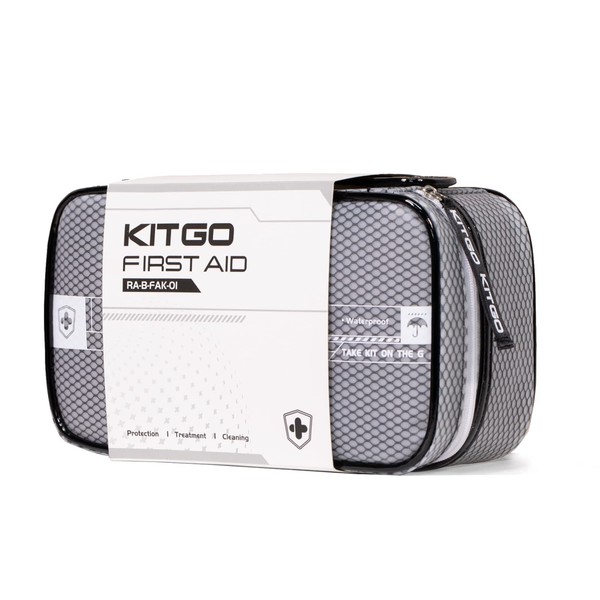 Kitgo First Aid Kit for Home Friend Lover with Essential Emergency Medical Supplies Simple and Portable for Home,Dorm,Outdoor,Car -Black
