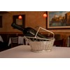 9.75 Inch Silver Plated Wine Bottle Cradle with Basket Weave