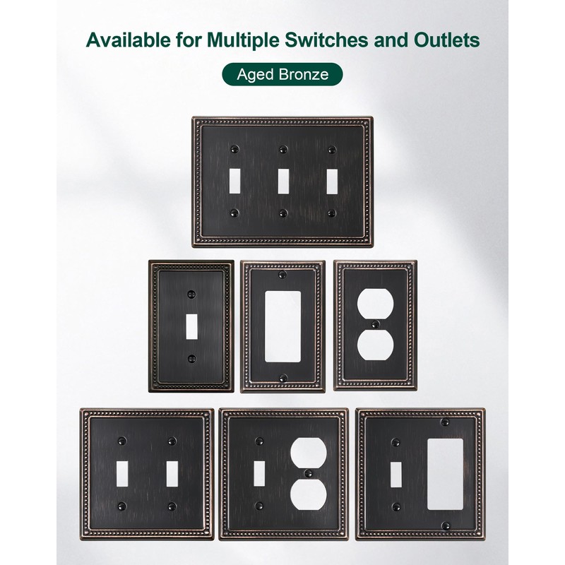 TREEWELL 2-Pack Triple Toggle Light Switch Cover Plate, Pearls Decorative