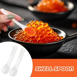 Perlmutt Löffel, 2er Set 9cm Weiße Kaviar Löffel Mit Geradem Griff Für Fisch Kaviar Sushi Delikatessen Hochwertiges Perlmutt Für Elegantes Servieren