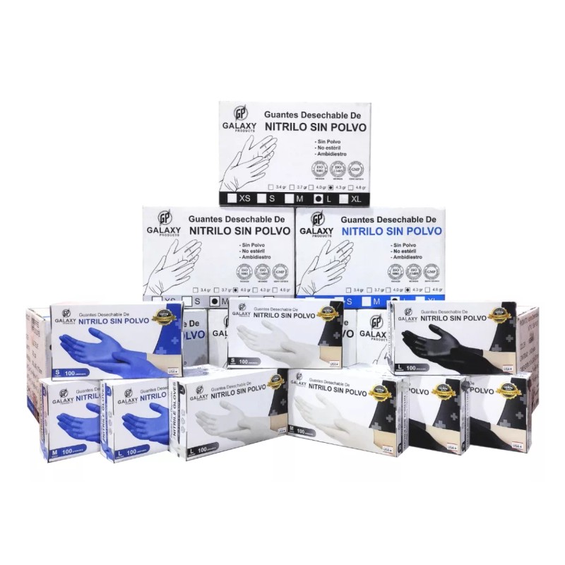 Galaxy Products Guantes De Nitrilo Talla Extra Grande Color Azul