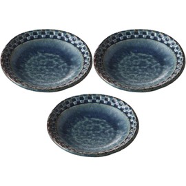 Set of 3, Navy Blue Irabo 3.0 Plates, 3.9 x 0.8 inches (10 x 2.1 cm), Small Plates