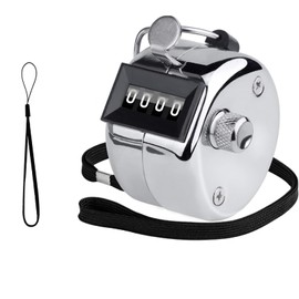 Metal Handheld Tally Counter 4-Digit Number Count Clicker Counter, Hand Mechanical Counters Clickers Pitch Counter for Coaching, Knitting, People, Lap, Fishing, Golf and Row