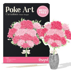 Unwynd Poke Art Carnation Flower Bouquet, Mess-Free Sewing Fabric Arts & Crafts for Adults, DIY Flower Bouquet Kit, Hobbies for Moms, Birthday Gifts for Women, Activity Craft Kit for Adults & Teens