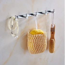Aothpher Wall Mounted Brass Made Towel Hook in Bathroom Cloth and Robe Hook with 5 Hooks,Chrome Finished.