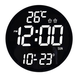 HZDHCLH Clock Digital Large Screen Digital Clock with Remote Control 12 Inch LED Wall Clock RGB12 Colors Temperature Humidity Home Bedroom Home Decor Gift