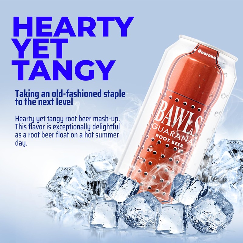 BAWLS Guarana Root Beer - Guarana Fueled Soda for Energy,