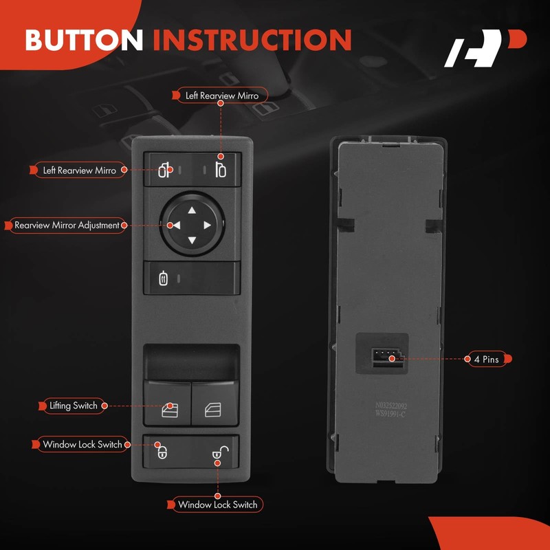 A-Premium Power Window Switch Compatible with Freightliner Cascadia 2017, Left