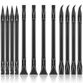 12 PCS Carbon Fiber Plastic Scrapers Tool, Non-Scratch Scraper Tool for Tight Spaces, Multi-Purpose Label Scraper Pen-Shaped, for Car Cleaning Supplies, Kitchen, Crevices, Stains (Black)