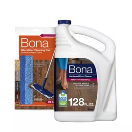 WORX 128 Oz. Hardwood Floor Cleaner + Microfiber Wet Mop Pad Refill