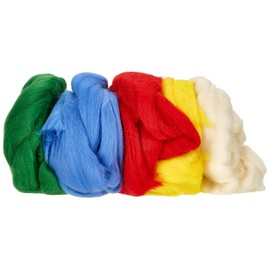 Rayher pure virgin wool comb in 5 colours, 25 g each, total weight: 125 g, wool, 25 cm x 16 cm x 6 cm, wool, Basisfarben, 25 x 16 x 6 cm