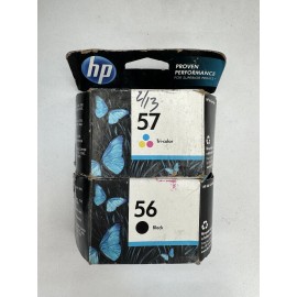 HP 2 pack OEM HP 56 & 57 SET black color Ink Cartridges two box combo EXP