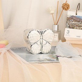 Hipiwe Metal Jewelry Box Butterfly Shape Treasure Chest Vintage Decorative Trinket Organizer Ring Holder Keepsake Box Retro Engraved Jewelry Storage Box Gift for Women Girls