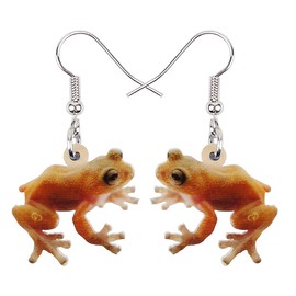 DUOWEI Sitting Cottagecore Frog Earrings Jewelry Acrylic Toad Dangle for Women Girls Kids Cute Aesthetic Froggy Gifts (Orange)
