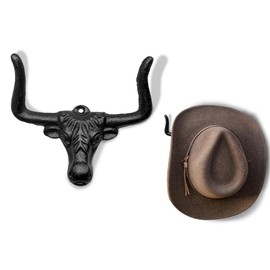 KOXHERO Cowboy Hat Holder 8Pcs Western Bull Hat Hook Display Rack Cute Cowgirl Hat Hanger Organizer Boho Cap Holder Decor for Home Bedroom Wall,Entryway, Trunk,Cloest Ranch Cabin