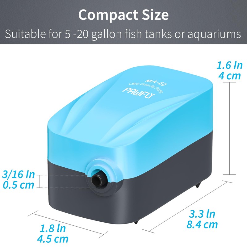 Pawfly Aquarium 15-40 GPH Compact Air Pump Quiet Oxygen Aerator