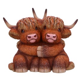 Nemesis Now Highland Hug Highland Hugging Cows Figurine, Resin, Brown, Cast in the Finest Resin, Expertly Hand-Painted