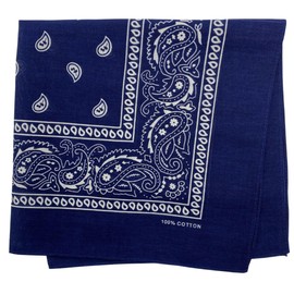 MDSTYLE 100% Cotton Bandana for Men & Women 22" x 22" Paisely Pattern Handkerchief Headband Scarf Dog (Navy)