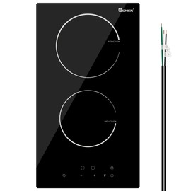Induction Cooktop 12 Inch, 220V~240V, 2 Burners Electric Cooktop,3500W, 12'' Built-in Double Electric Stove Top Countertop Cooker with Hard Wire,No Plug