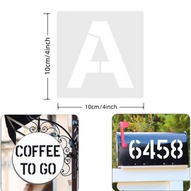 Changyeah 4 Inch Letter Number Stencils,36pcs Letter Stencils,Stencil Craft Stencils,ReusableTemplates Symbol Numbers Interlocking Stencil Kit,for Painting DIY Art Projects Decoration