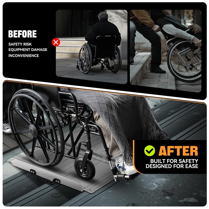 Auto Dynasty Wheelchair Ramp 2FT, Portable Folding Aluminum Wheel Chair