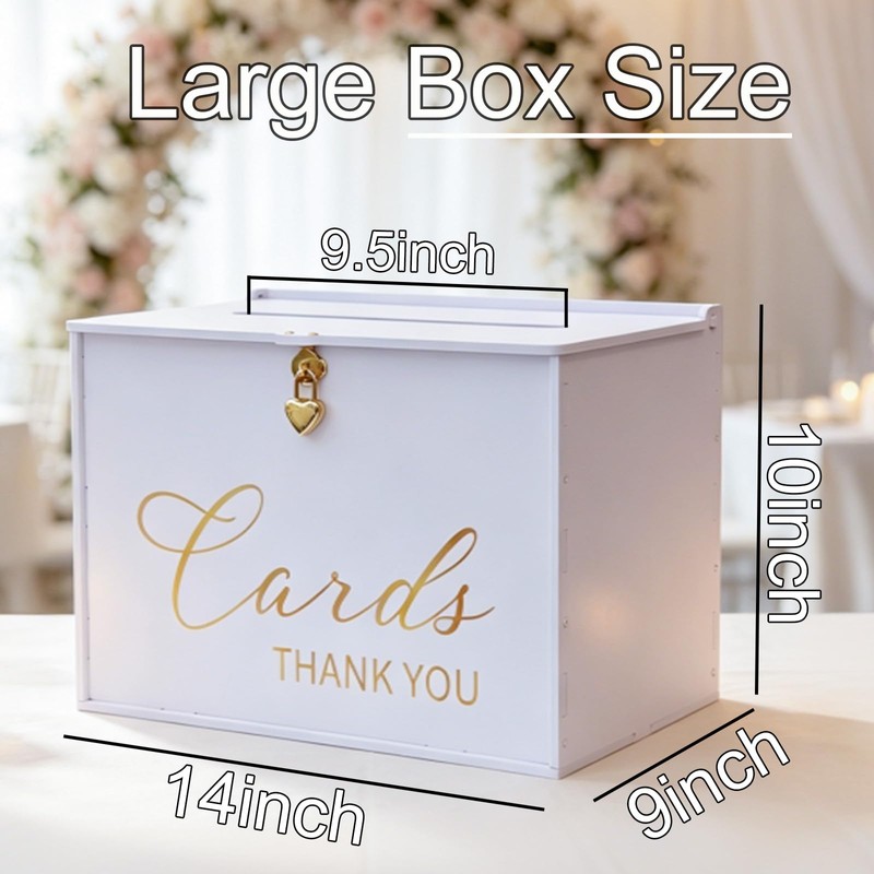 Extra Large Card Box with Lock & Slot, Big Wedding