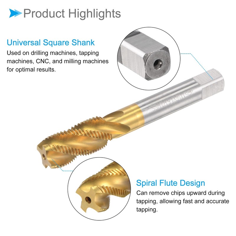 CoCud Spiral Flute Threading Tap, M16 x 1.5 Thread Size
