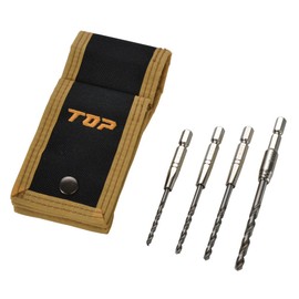TOP KOGYO ETD-3050KS Ironworking Drill, Set of 4, 0.12, 0.14, 0.2 inches (3.0, 3.5, 4.0, 5.0 mm), Case Included, Construction, Woodworking, Tobi Tool, Made in Japan