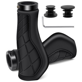 REETEE Bike Handlebar Grips Non-Slip Rubber Bicycles Grips with Aluminum Lock, Ergonomic MTB Grips 22.2 mm Universal Cycling Grips Mountain Bike Hand Grip for BMX/Bicycle/Scooter (black)