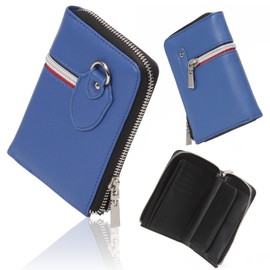 Daylight dl-1043 Men's Bi-fold Wallet with L-Shaped Zipper, blue