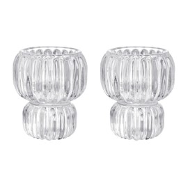 AromaWhisper Crystal Glass Taper Tealight & Votive Candle Holders for Weddings, Parties, Christmas, Thanksgiving, and Festive Occasions (Set of 2, Clear, Jellyfish)
