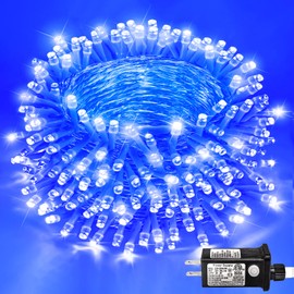 Einiiya 250 LED Blue String Lights Indoor, 82ft 8 Modes Clear Wire Blue Christmas Lights Outdoor Indoor, Plug in Waterproof Fairy String Lights for Christmas Bedroom Tree Decorations