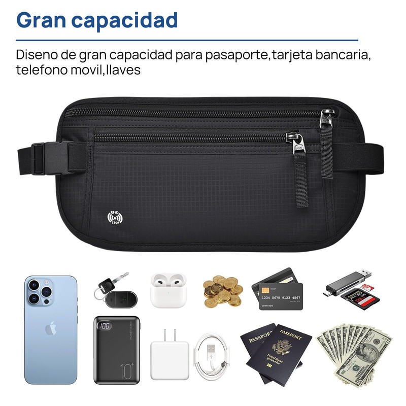 Cangurera de Viaje 2 Piezas, Cinturón de Viaje con Bloqueo