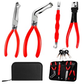 Electrical Disconnect Pliers Set – 11PCS Automotive Terminal Removal Tool Kit, Includes Straight & 60° Disconnect Pliers, Double-Ended Terminal Separator, Hose Clamp Plier & 8PCS Depinning Tools