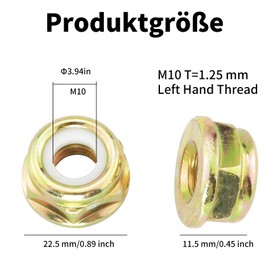 Wjelet Set of 2 Blade Nuts Left Thread Nut Trimmer Blade Nut Left Thread M10 x 1.25 for Lawnmower Brush Cutter