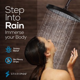Sparkpod Large 10 Inch Rain Shower Head - Rainfall Shower Head with High Gentle Pressure - Modern Luxury Look - Brass Ball joint with 360 adjustment - 1 - min Installation (Vintage Oil Rubbed Bronze)