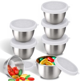 Palksky 2.4 Oz Travel Vitamin Organizer Stainless Steel, Vitamin Holder Organizer with 7 Day, Wide Opening & Silicone-Sealed Lids, Portable Box Storage for Fish Oils, Pills, Supplements