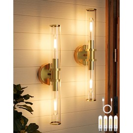8000mAh Wireless Wall Sconces with Remote Control, Battery Operated Wall Sconce Set of 2 with Timer, Gold Rechargeable Dimmable Wall Lights for Living Room Bedroom Hallway Entryway 3000K, 20.5 Inch
