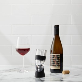 Houdini Red Wine Aerator with Base, 6 inches, Black/Silver