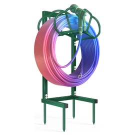 Qatsrin New Garden Hose Holder, Super Stable Water Hose Holders Stand Holds 120-Feet Hose, Detachable Freestanding Hose Storage Hanger Rack for Outside Yard Lawn Farm, Green