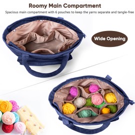 MYBAGZING Large Crochet Bag and Tote - Corduroy Yarn Bag - Yarn Holder for Crocheting - Crochet Storage Bag for Crochet Hooks, Crochet Accessories, Knitting Bag for Crochet Lovers, Mother's Day Gift